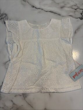 Size 2T Cat & Jack White Eyelet Flutter Sleeve Blouse